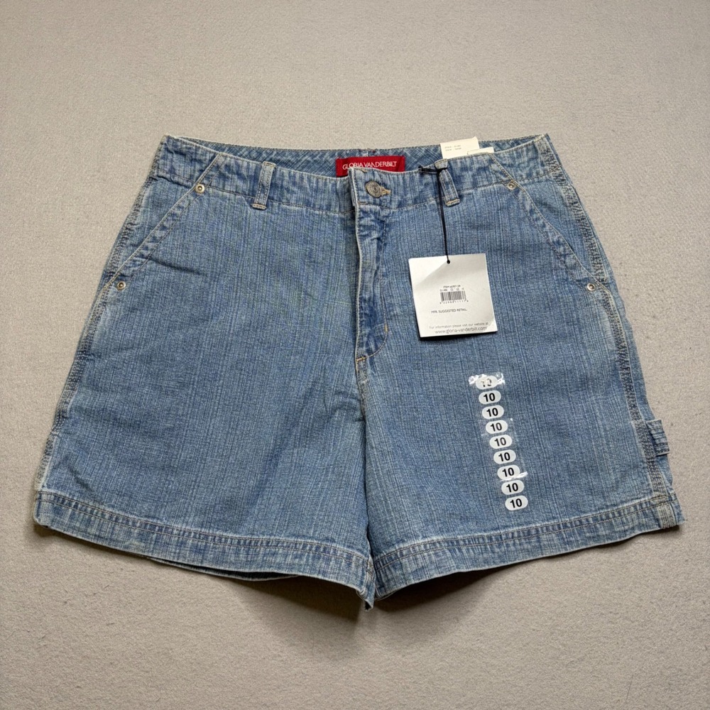 Gloria Vanderbilt Denim Shorts Womens 10 Carpenter Vintage Y2K NWT High Rise